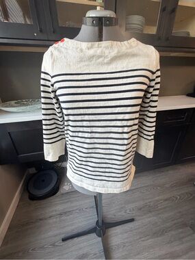 Striped Boatneck Women’s Top in White and Navy Anthropologie